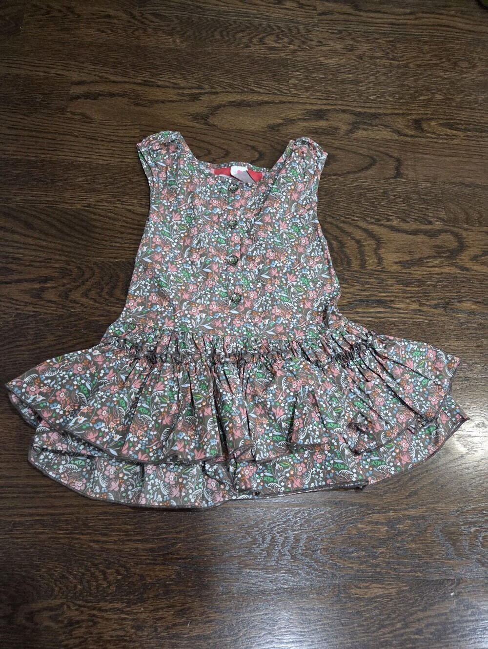 Matilda Jane Brown Floral Dress with Ruffle Botton Sz.4
